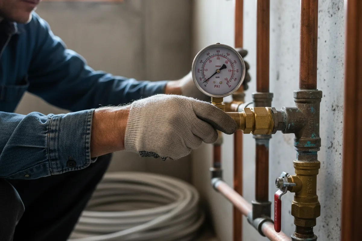 Pressure testing a repaired line during Water Line Repair in Bouse